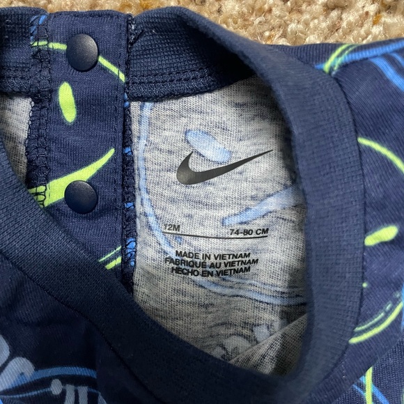NWT Nike Kids Blue and Yellow Smiley One Piece | Size 12m - Picture 3 of 3
